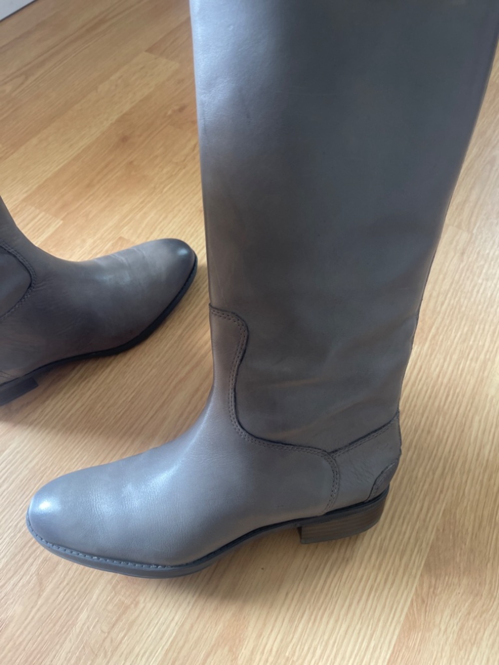 Sam Edelman Gray Tall Leather Back Zip Up Heeled Boots Size 6.5 - Picture 9 of 12